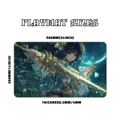 Fantasy Anime Warrior Girl Playmat for Work & Gaming | Durable, Stylish & Personalized Mouse Pads