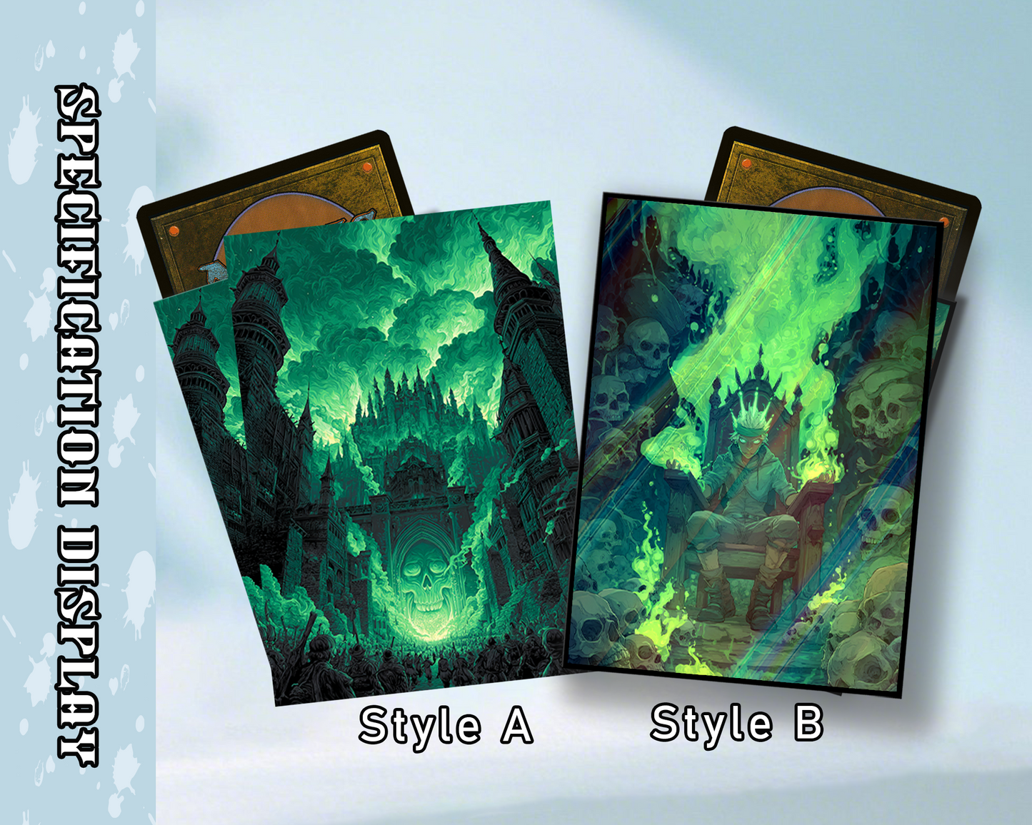 Gothic Skull & Green Magic Card Sleeves, tcg Card Sleeves