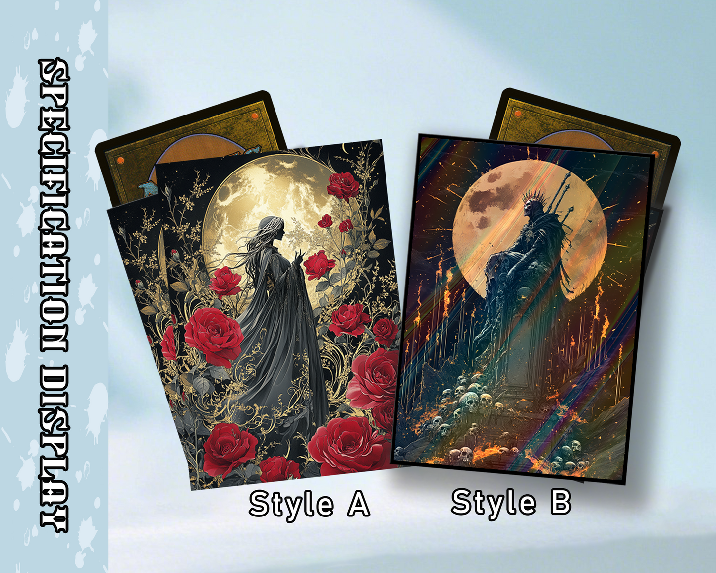 Gothic Moon & Rose Duo: Dark Art Card Sleeves, tcg Card Sleeves