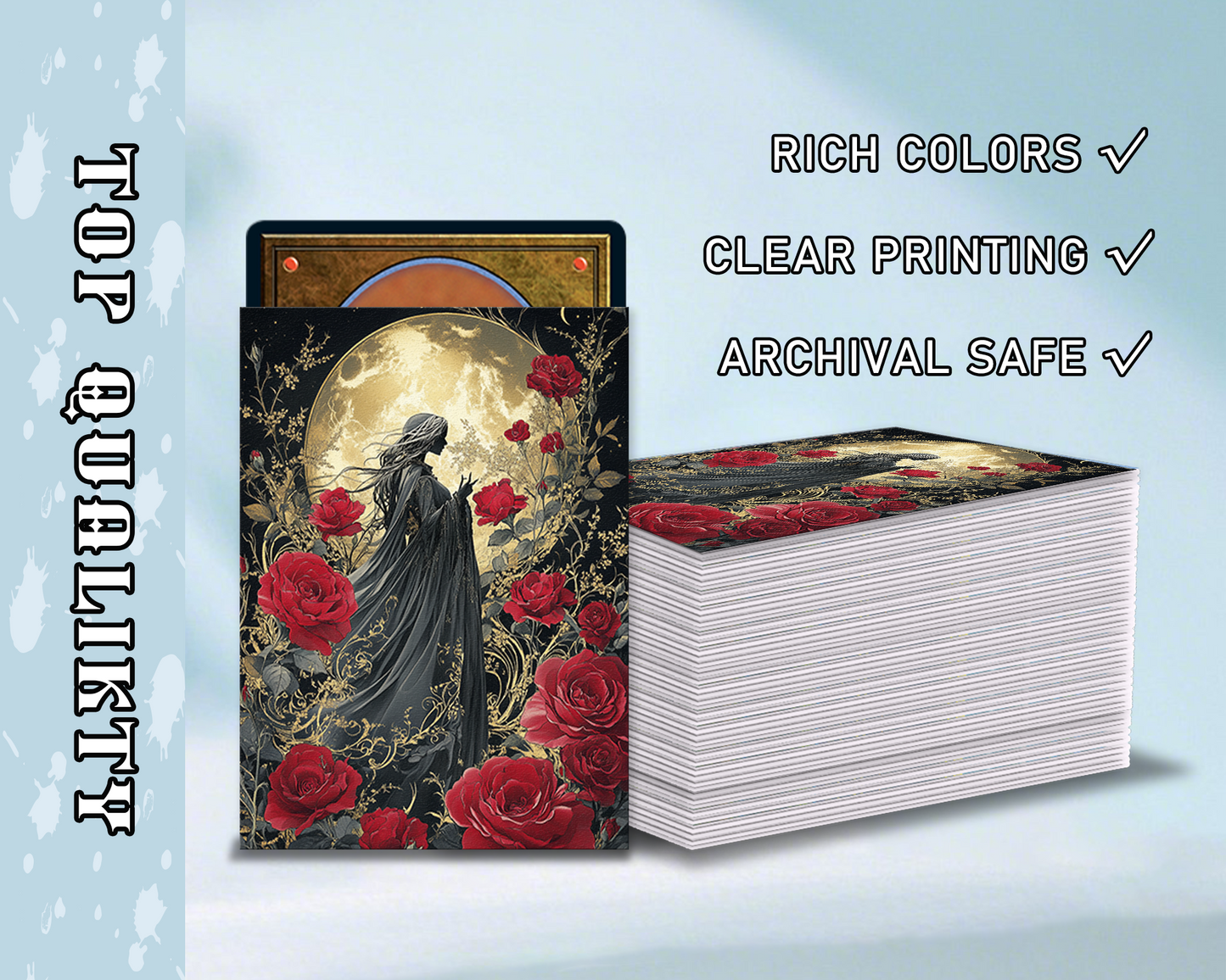 Gothic Moon & Rose Duo: Dark Art Card Sleeves, tcg Card Sleeves
