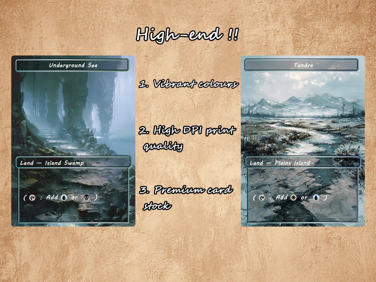 Oil Painting Style Dual Land Pack - 10 Unique Borderless Custom Proxy Lands, High-Quality for EDH & cEDH