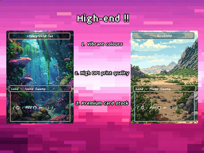 Pixel Art Dual Land Pack - 10 Unique Borderless Custom Proxy Lands, High-Quality for EDH & cEDH