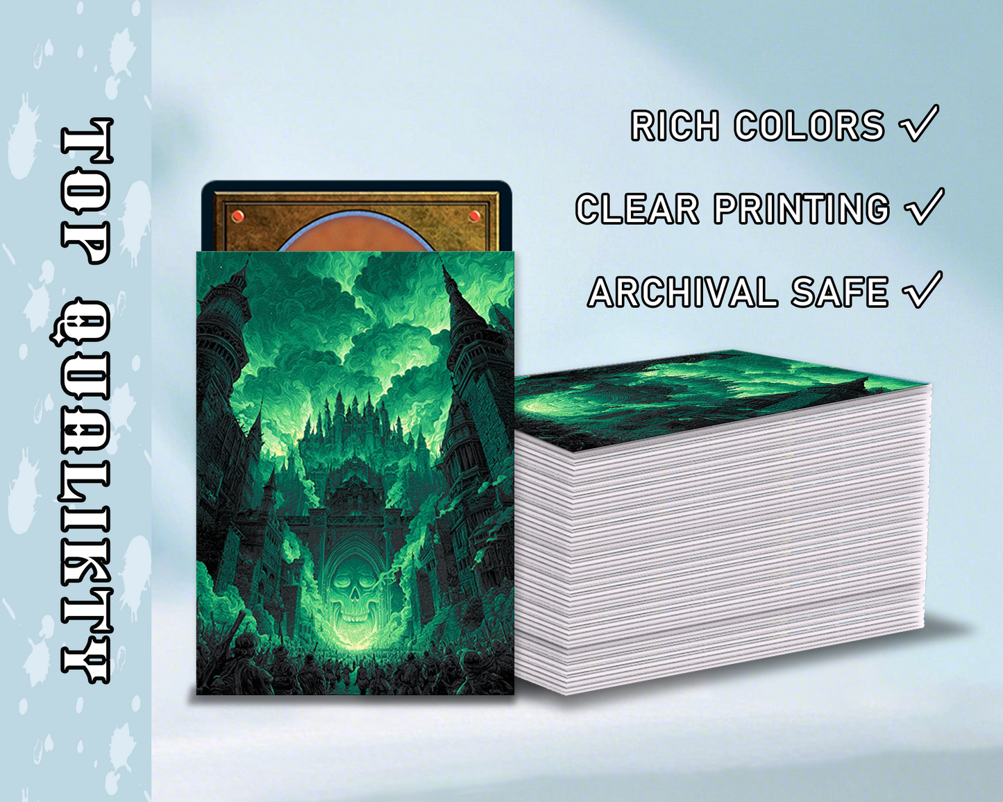 Gothic Skull & Green Magic Card Sleeves, tcg Card Sleeves