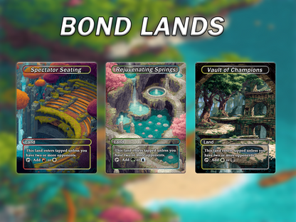 Fantasy Pixel Art Style Bond Land Pack - 10 Unique Borderless Custom Proxy Lands, High-Quality for EDH & cEDH