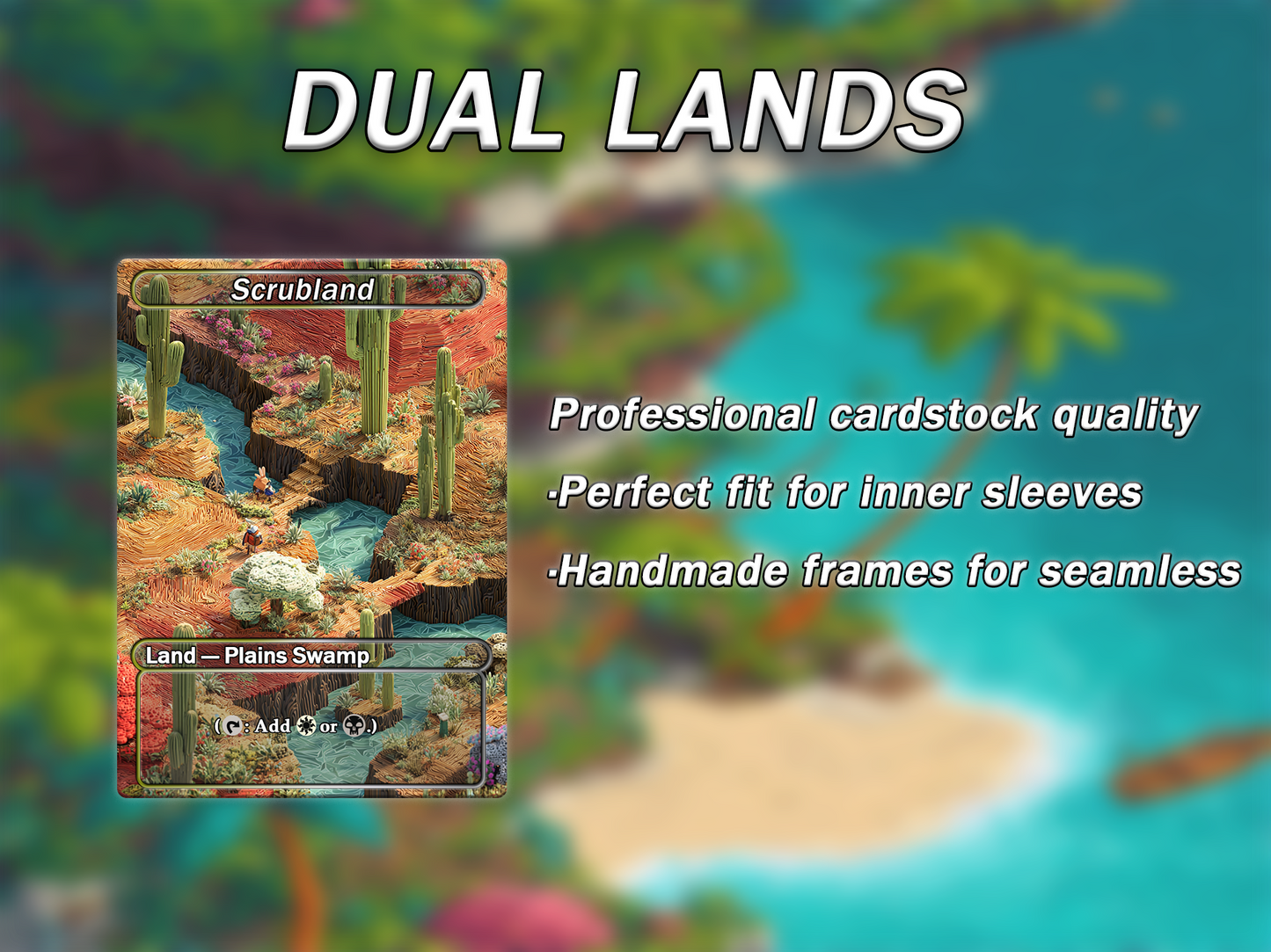 Fantasy Pixel Art Style Dual Land Pack - 10 Unique Borderless Custom Proxy Lands, High-Quality for EDH & cEDH