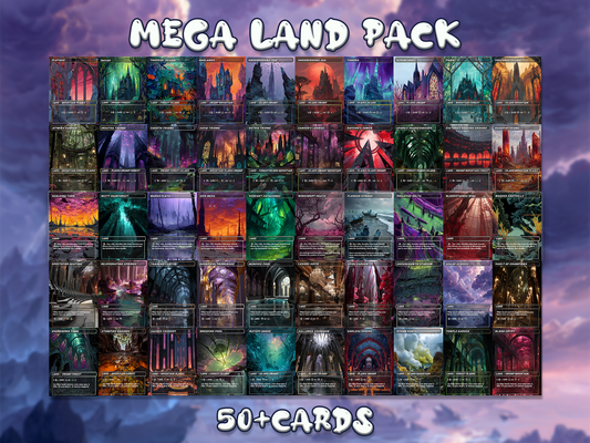 Mega EDH Land Pack – 50 Unique Borderless Custom Proxy Lands in Stained Glass, High-Quality for EDH & cEDH