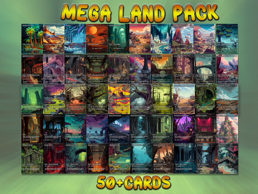 Mega EDH Land Pack – 50 Unique Borderless Custom Proxy Lands in Pixel Art Style, High-Quality for EDH & cEDH