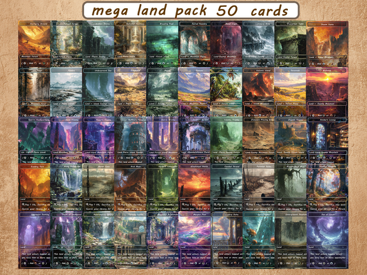 Mega EDH Land Pack – 50 Unique Borderless Custom Proxy Lands in Oil Painting Style, High-Quality for EDH & cEDH