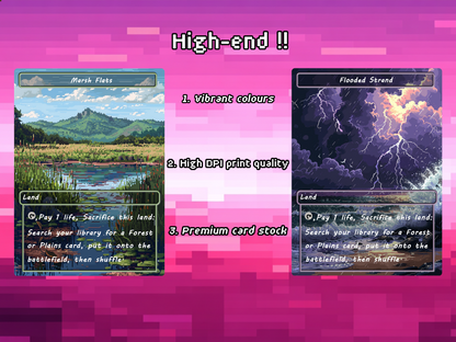 Pixel Art Fetch Land Pack - 10 Unique Borderless Custom Proxy Lands, High-Quality for EDH & cEDH
