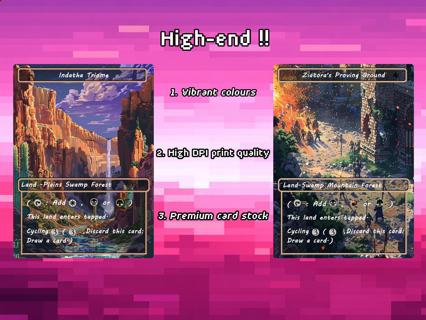 Pixel Art Triome Land Pack - 10 Unique Borderless Custom Proxy Lands, High-Quality for EDH & cEDH