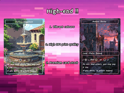 Pixel Art Shock Land Pack - 10 Unique Borderless Custom Proxy Lands, High-Quality for EDH & cEDH