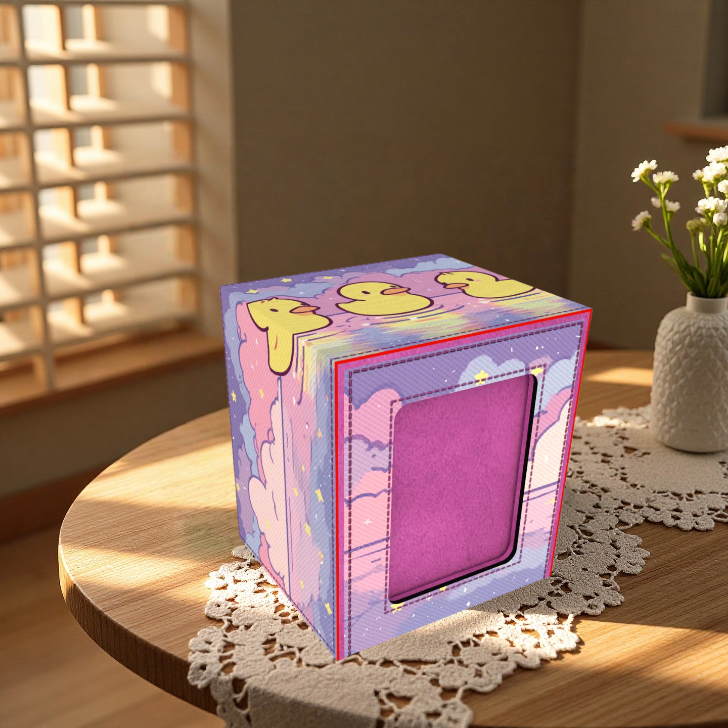 Cute Ducks’ Dreamy Evening Deck Box - Premium Storage for TCG, EDH, Commander, Dice & Counters