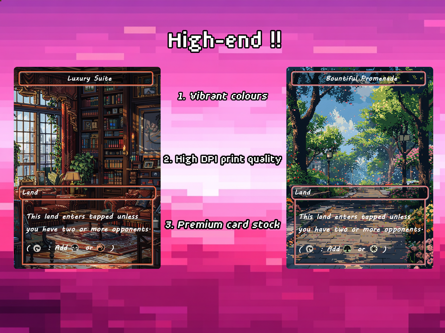 Pixel Art Bond Land Pack - 10 Unique Borderless Custom Proxy Lands, High-Quality for EDH & cEDH