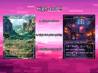 Pixel Art Triome Land Pack - 10 Unique Borderless Custom Proxy Lands, High-Quality for EDH & cEDH