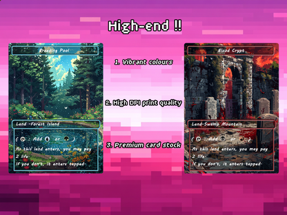 Pixel Art Shock Land Pack - 10 Unique Borderless Custom Proxy Lands, High-Quality for EDH & cEDH