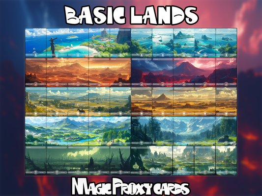 50 basic lands proxy cards for EDH. Enhance your Commander Deck