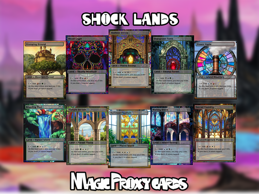 10 Unique Shock Custom Proxy Lands in Watercolor Style , Custom Magic Proxy Cards