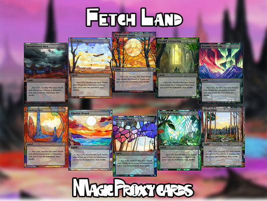 10 Unique Fetch Custom Proxy Lands in Watercolor Style , Custom Magic Proxy Cards