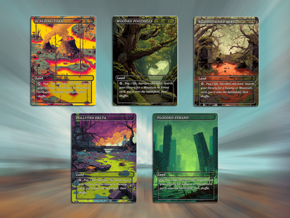 Pixel Art Style Fetch Land Pack - 10 Unique Borderless Custom Proxy Lands, High-Quality for EDH & cEDH