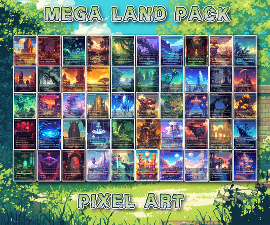 Pixel Art Style Mega Land pack, 50 unique borderless custom proxy lands High quality lands
