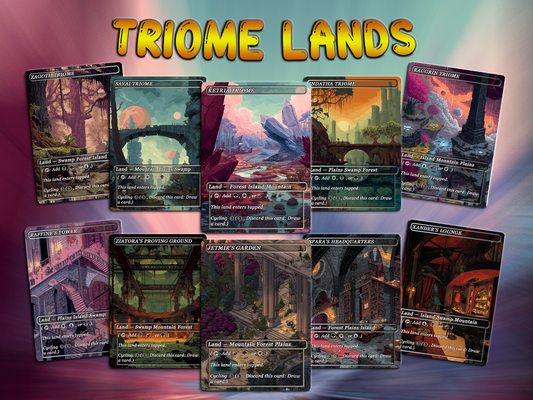 Pixel Art Style Triome Land Pack - 10 Unique Borderless Custom Proxy Lands, High-Quality for EDH & cEDH