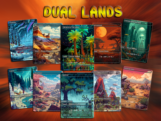 Pixel Art Style Dual Land Pack - 10 Unique Borderless Custom Proxy Lands, High-Quality for EDH & cEDH