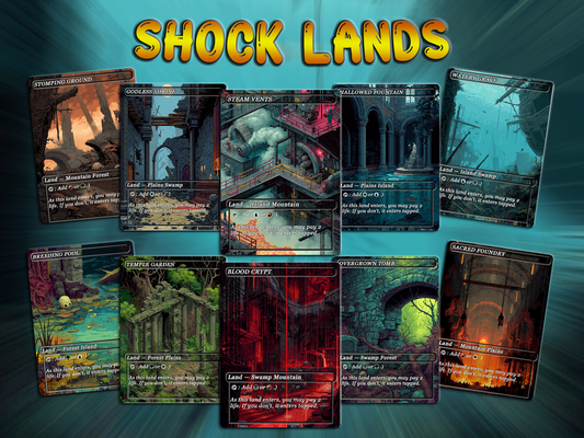Pixel Art Style Shock Land Pack - 10 Unique Borderless Custom Proxy Lands, High-Quality for EDH & cEDH