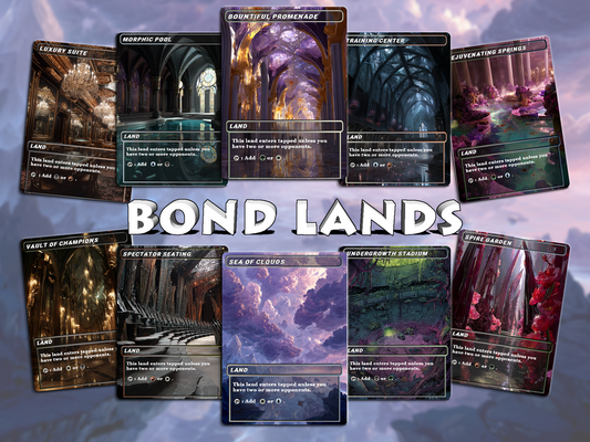 Stained Glass Bond Land Pack - 10 Unique Borderless Custom Proxy Lands, High-Quality for EDH & cEDH