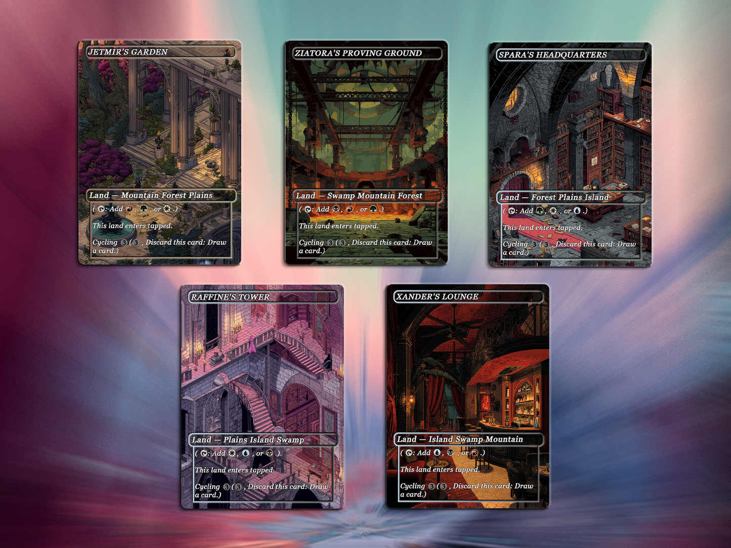 Pixel Art Style Triome Land Pack - 10 Unique Borderless Custom Proxy Lands, High-Quality for EDH & cEDH