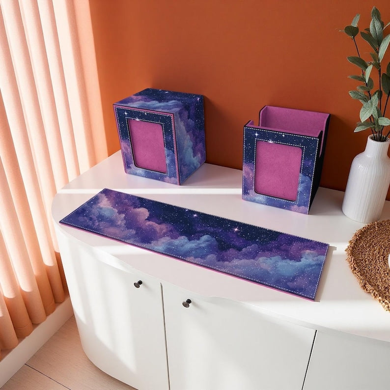 Starry Night Sky Deck Box - Premium Storage for TCG, EDH, Commander, Dice & Counters
