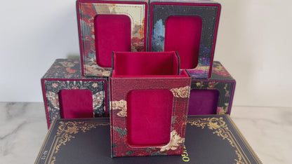 Red Chinese Style Crane & Peony Deck Box - Premium Storage for TCG, EDH, Commander, Dice & Counters